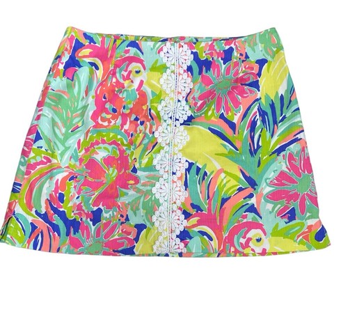 Lilly Pulitzer Damen blau grün mehrfarbig Spitzenborte Skort Größe 4