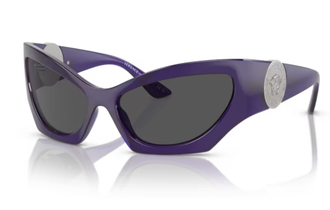 Versace Purple Cat-Eye Sunglasses with Dark Lenses Versace MOD 2184 1414/C0 Women Round Sunglasses Violet/ Dark  main image 4