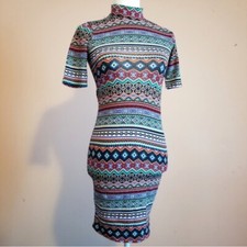 Tribal Print Bodycon Dress Small