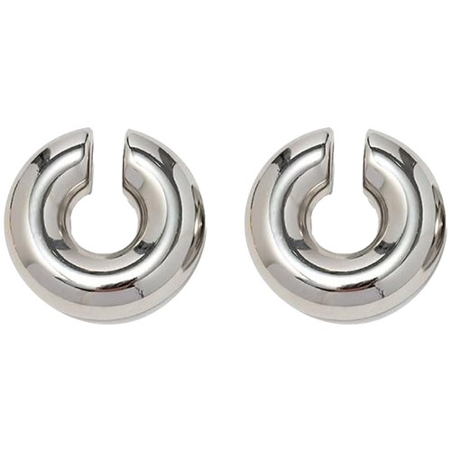 Pair of Chunky Ear Cuff Lightweight Hollow Non Piercing Surgical Steel Earring - Picture 7 of 8