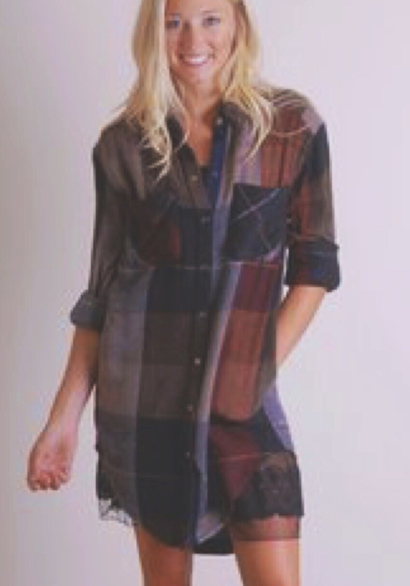 free people plaid shirt dress NWT Free People Voyage Multi-Color Plaid Shirt Dress Wms Sz XS