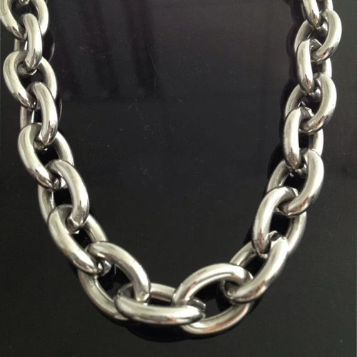 7"-40" Heavy 9/11/13/15mm Mens Stainless Steel Silver Big O Link Chain Necklace