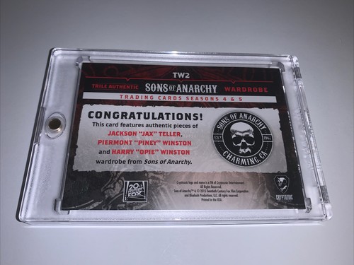 Sons Of Anarchy Trading Cards Authentic Triple Wardrobe Card Of “Jax”Piney&Opie. - Picture 12 of 12