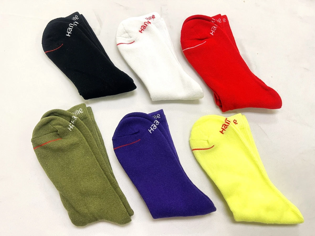 100% Authentic Supreme x Crew Socks Logo Red Pink Olive Purple Black (ONE  PAIR)