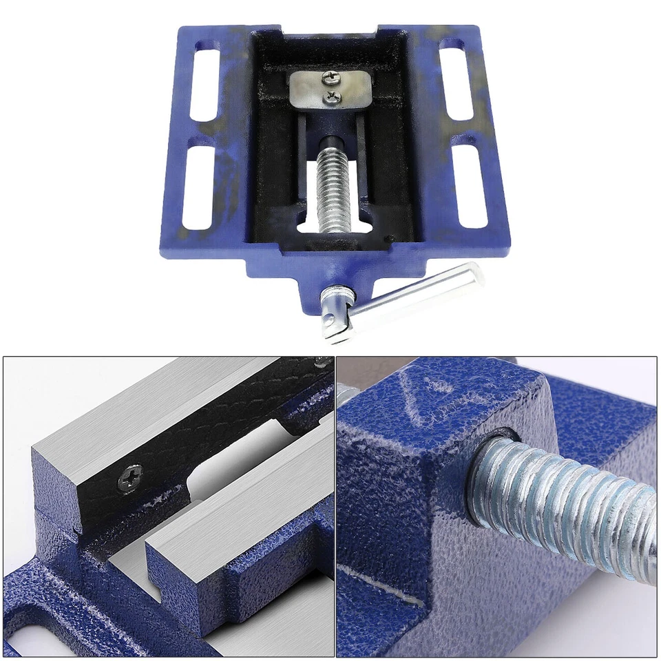 Abrazadera de tornillo de banco de 2,5" 3" 4" mesa taladro plano prensa fresadora de vicio azul Foto 3 de 4