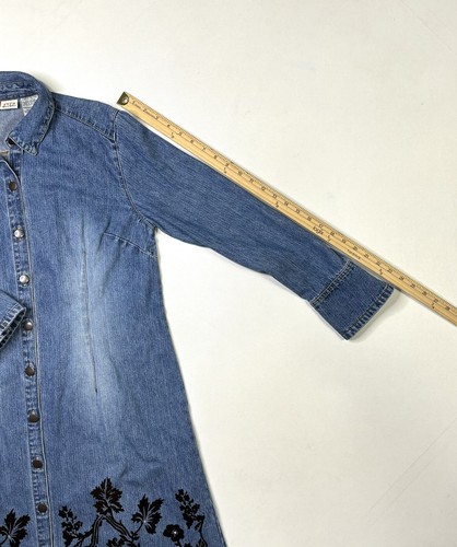Faded Glory Denim Shirt Dress Women’s Large (12/14) 1972 Special Edition Floral - Picture 6 of 10