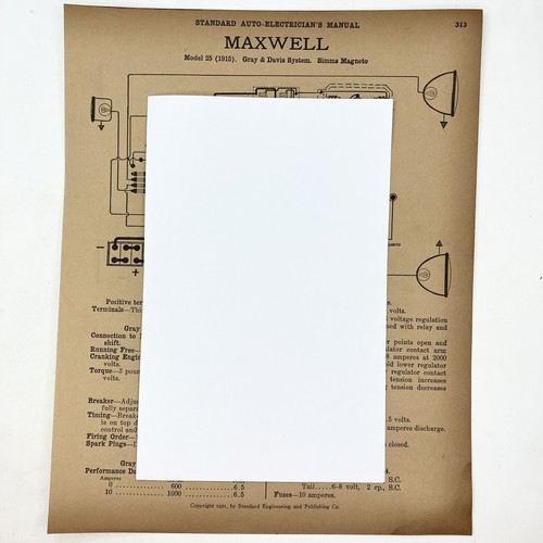 Vtg 1918-19 8-18 8-18A Apperson & 1915 25 Maxwell Standard Electrician Manual - Picture 2 of 2