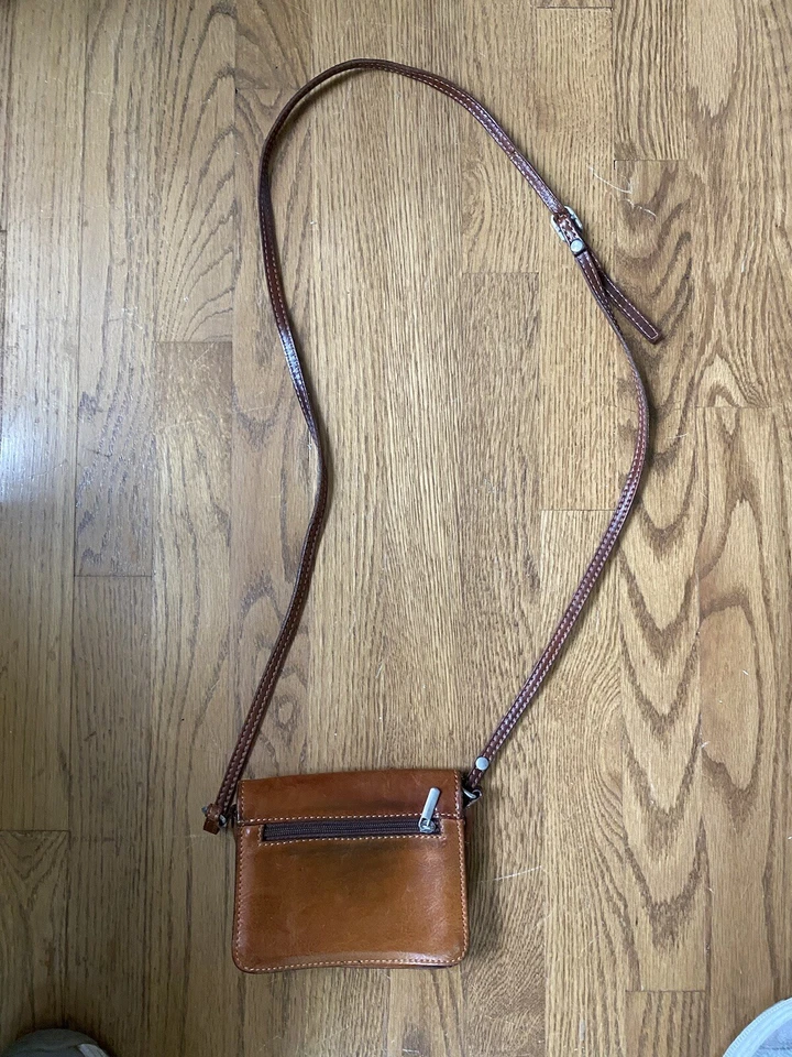 Vera Pelle Italian Leather Purse Bag Crossbody Brown Italy - Image 3 of 4