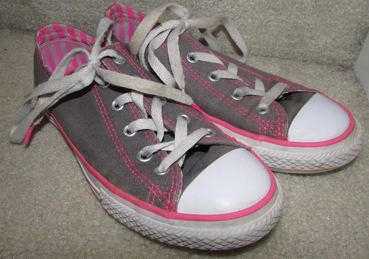 Converse Double Girls Sneakers Size Junior Pink/Gray 650832F eBay