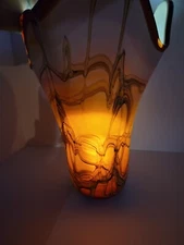 Russian Hand Blown Fantasy Art Glass Vase By Genadij Popov