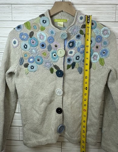 Sigrid Olsen | Women's VTG Floral Embroidered Snap Button Cardigan - Picture 8 of 9