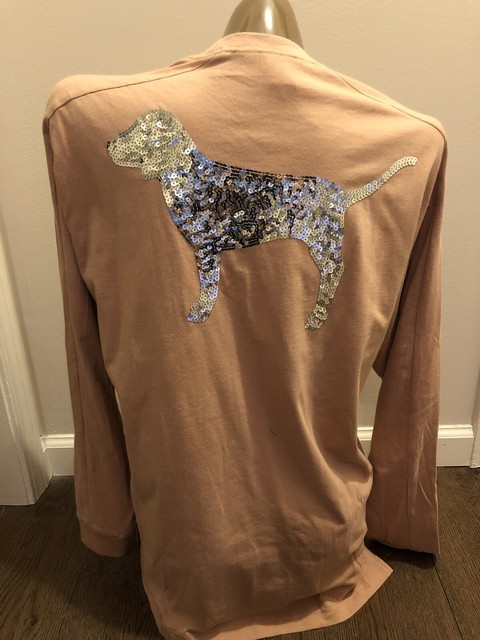 Victorias Secret PINK Long Sleeve BLING DOG Tee Medium Rust Colored New With Tag | eBay