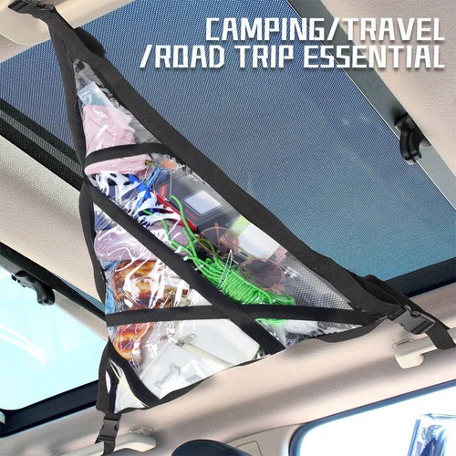 Car Ceiling Cargo Net Pocket Interior Roof Mesh Storage Organizer for SUVs Van - Picture 7 of 8