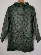 Vintage Boden Retro Green Leaf Print Oilcloth Rain Jacket Size Uk 10