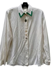 Basler  Vintage Women’s Long Sleeve Blouse White Size 36 Free Shipping