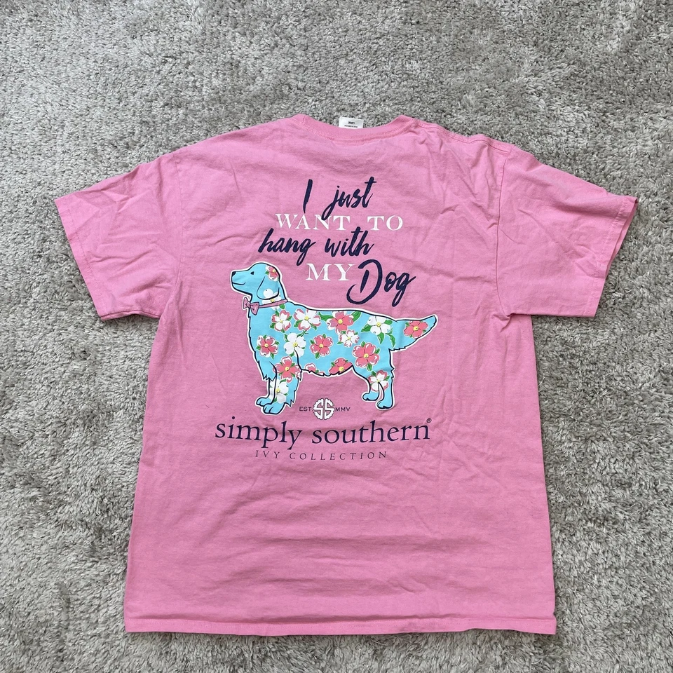Camisa Simply Southern Mujer Grande Colección Hiedra Perro Gráfico Colgar Con Mi Perro Foto 3 de 4