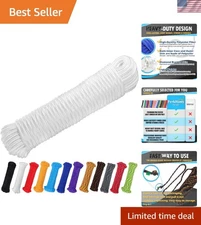 Multi-Functional 90 ft 1/4" Polyester Rope - Strong, Lightweight, and Reliable