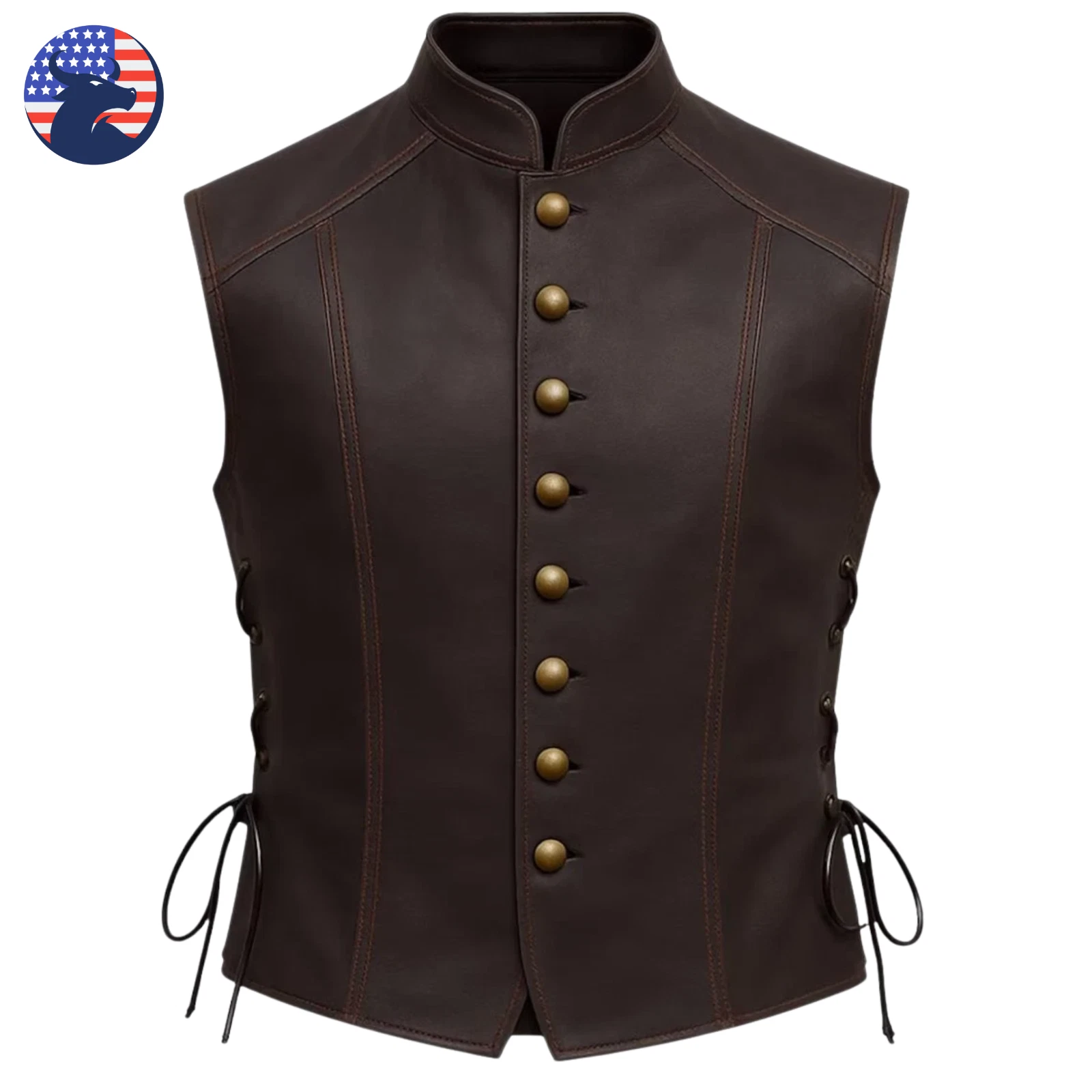 Men’s Vintage Brown Leather Vest Handmade Medieval Renaissance Waistcoat