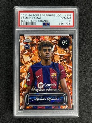 2023-24 Topps Chrome UEFA Lamine Yamal Orange Sapphire Selections RC /25 PSA 10