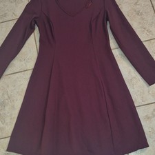Talbots Purple Knit V-Neck A-Line Dress Women’s Size S Long Sleeve Knee Length