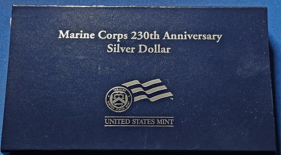 A Marine Corps 230th Anniversary Silver Dollar 2005 P Uncirculated OGP COA  - Image 3 of 4
