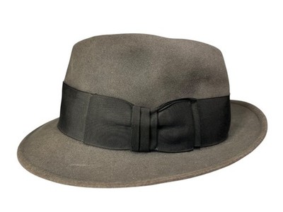 Vtg 50s/60s CAVANAGH NEW YORK Gray/Black Felt FEDORA HAT Gangster-Style Sz 7