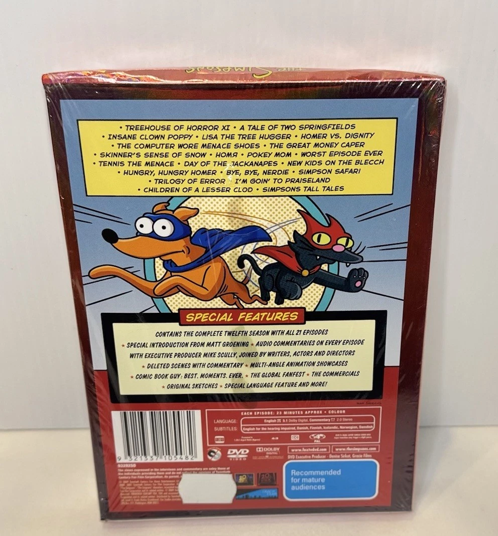 The Simpsons Season 12 DVD 4 Disc Box Set Brand New Sealed Region 4 Collector Ed