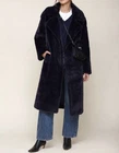 Avec Les Filles PREMIUM FAUX FUR RELAXED MIDI COAT NAVY Size XL New