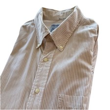 Brooks Brothers Vintage USA Makers Shirt Mens 17 1/2 X 36 Brown Stripe Cotton