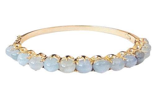 Antique 17 Carat Star Sapphire 14kt Yellow Gold Hand Fabricated Bracelet 6.25" - Picture 1 of 15
