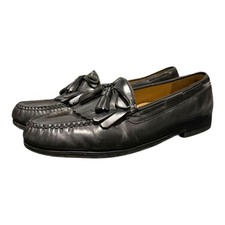 Cole Haan Men  s Kiltie Pinch Tassel Loafers Black Leather Size 8.5 D Vintage