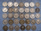 34 SILVER DIMES  32 MERCURIES & 2 BARBERS WORN AND/ OR  DAMAGED OVER 2 0Z. SILVE