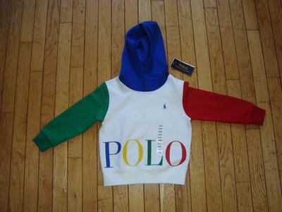 POLO RALPH LAUREN PULLOVER HOODED MULTICOLOR SWEAT SHIRT KIDS SIZE