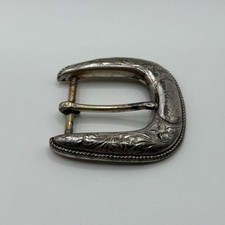 Vintage Silver Belt Buckle Western Style Floral Engraved Detail 1994