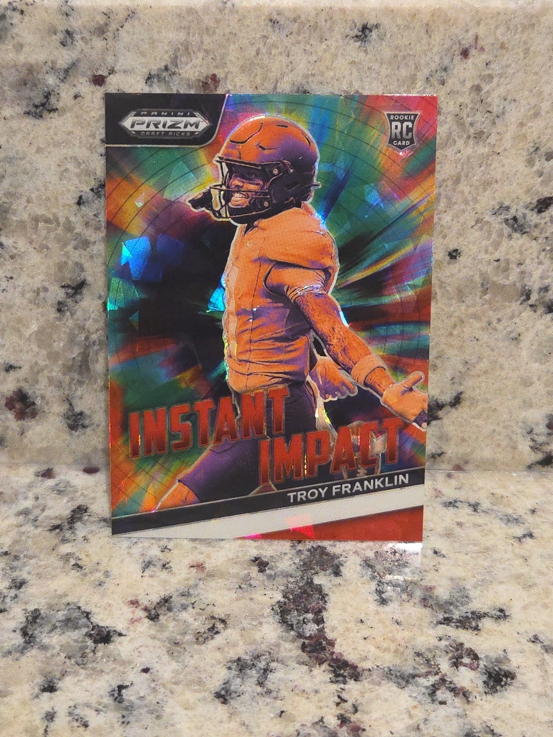 Troy Franklin Panini Prizm Draft Picks Instant Impact #IITF Red Ice