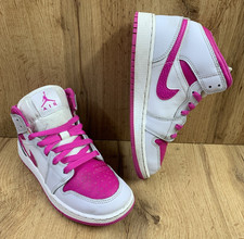 Nike Youth 4 Air Jordan 1 Mid Sneakers Shoes Pink Lace Up Athletic FD8780-500