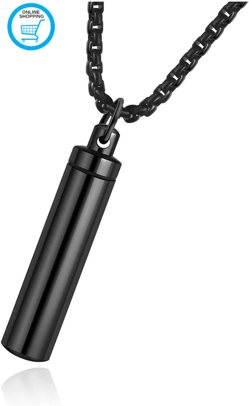 Personalised Sealed Cylinder Tube Locket Cremation Urn Necklace for Ashes Custom