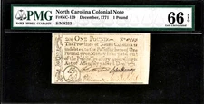 Dec 1771 North Carolina Colonial Currency Issued £1 Pound Note PMG Gem 66 EPQ