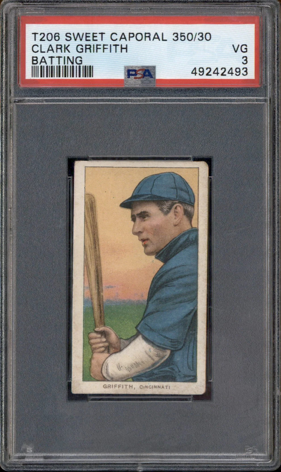 T206 Sweet Caporal 350/30 Clark Griffith Batting PSA 3
