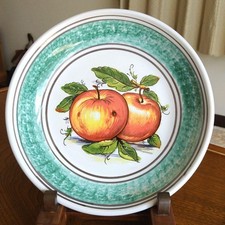 Italian Ceramic Decorative Plate with Apple Illustration, Approximately 24cm