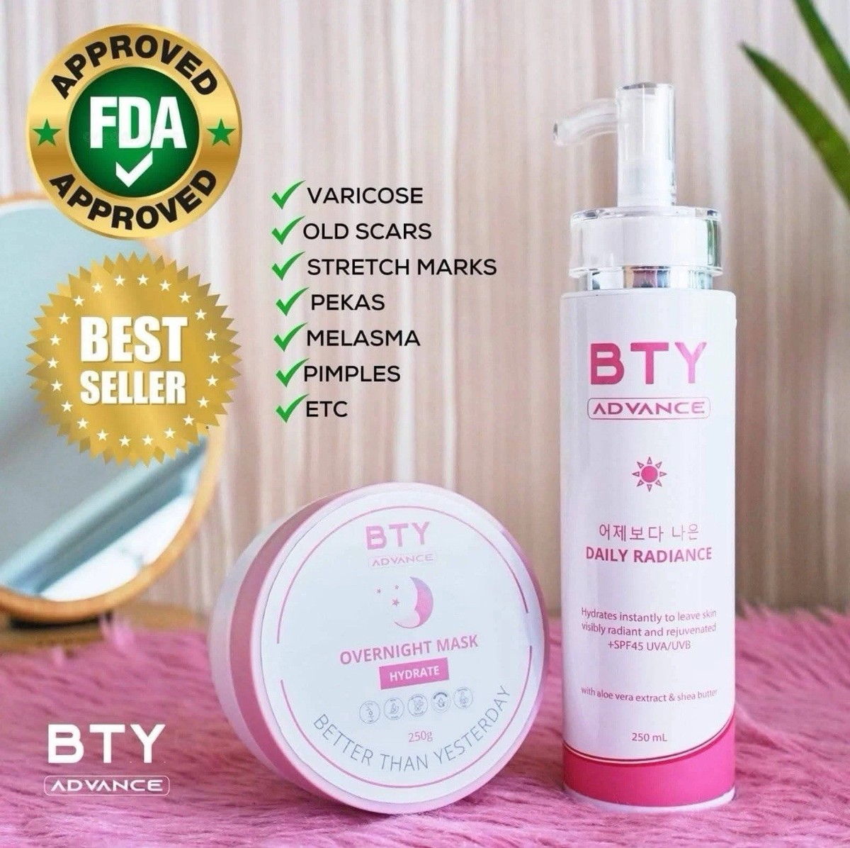 BTY OVERNIGHT MASK AND BTY DAILY RADIANCE | eBay