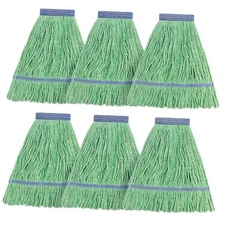 Matthew Cleaning Heavy Duty Mop Head Commercial 6 Count (Pack of 1) Green