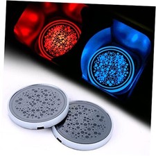ACODABLEM 2 Pack LED Cup Holder Lights, Car Coaster with 7 Colors Black