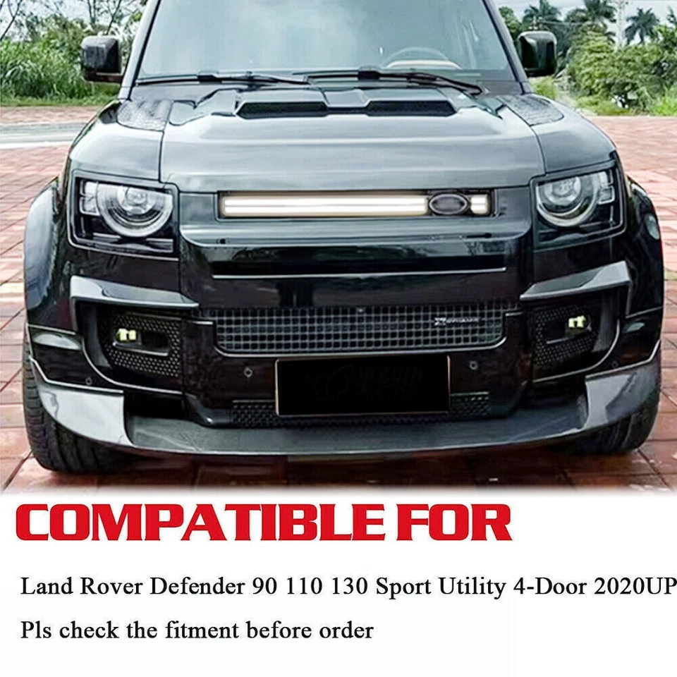 Aletas divisores de labios de parachoques delantero de fibra de carbono para Land Rover Defender L663 90 110 Foto 2 de 4