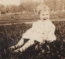 1920s Sad Baby Candid Portrait Grass Rural Field Childhood