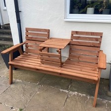 Rustic Wooden Garden Bench Seat Outdoor Patio Park Yard 3 Seater Furniture Table