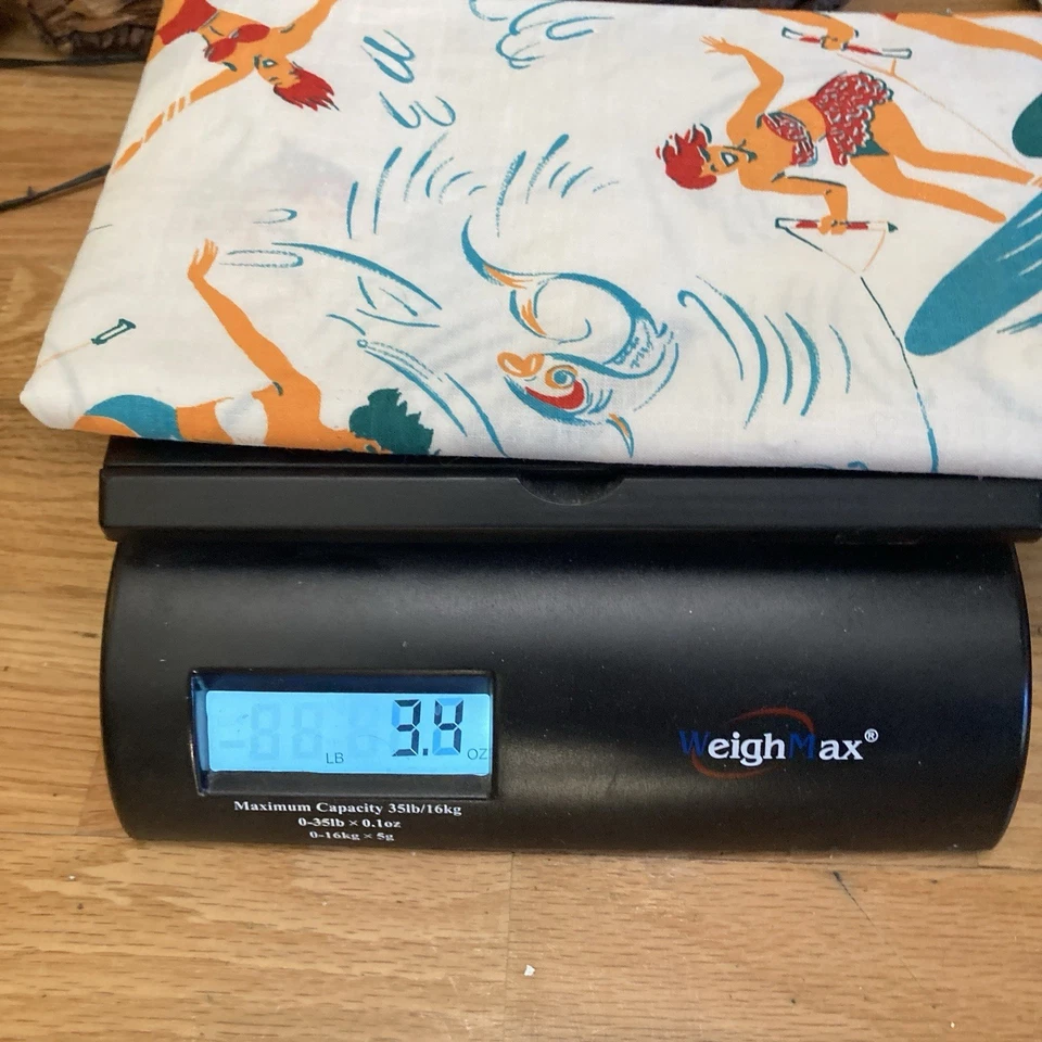 Vintage Retro Surf Surfer Cotton Fabric 1 Yard Irregular Cut Surfboard Ocean - Image 2 of 2