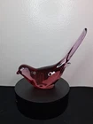 Vintage Fenton Dark Pink Cranberry Bird of Happiness Art Glass Long Tail Figure