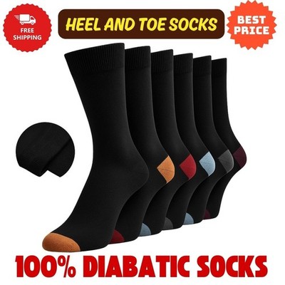 Men Non Elastic Diabetic Comfort Colored Heel Velt Toe Plain Black Socks UK 6-11