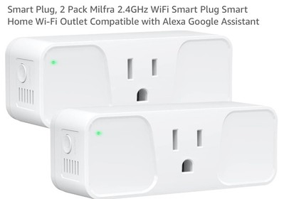 2 Sieges Smart Wi-Fi Plug Socket 2 pc Voice Activated Works Alexa/Google